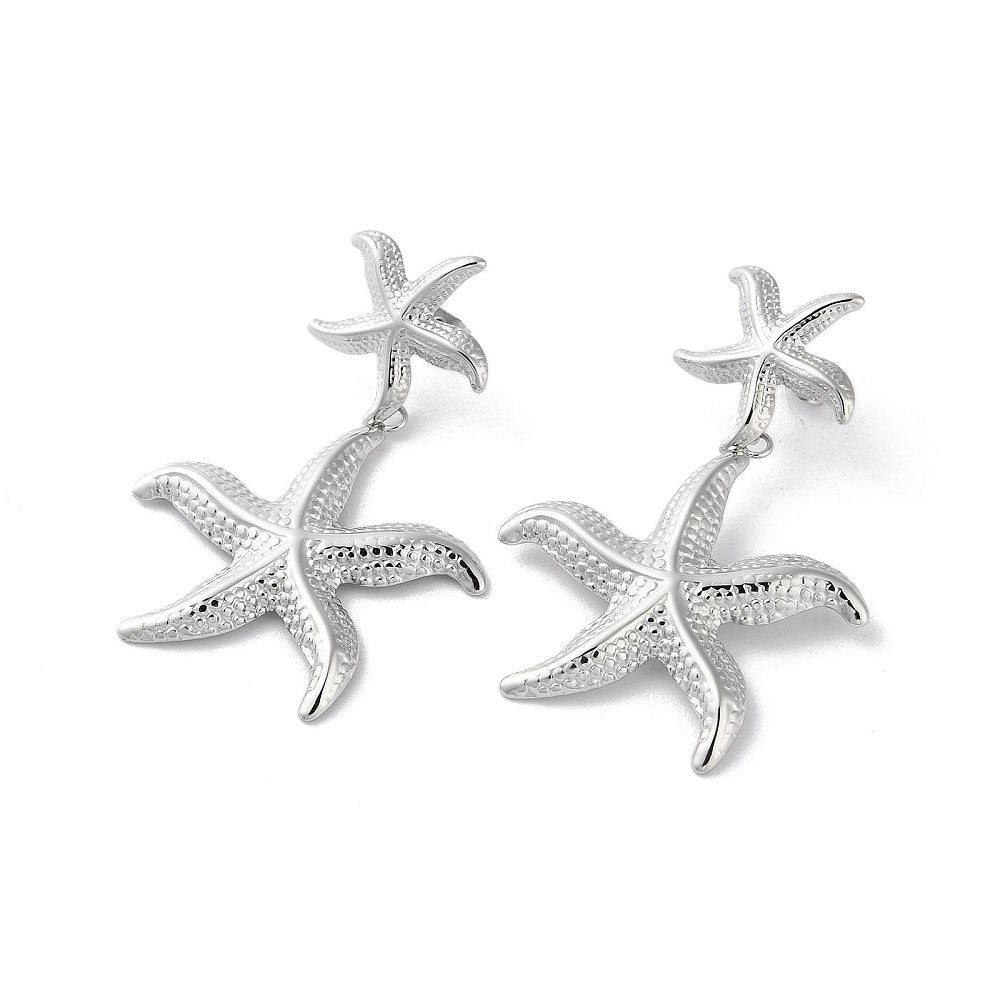 Oorbellen zeester RVS zilver 52x31mm- per paar-bedels-Kraaltjes van Renate