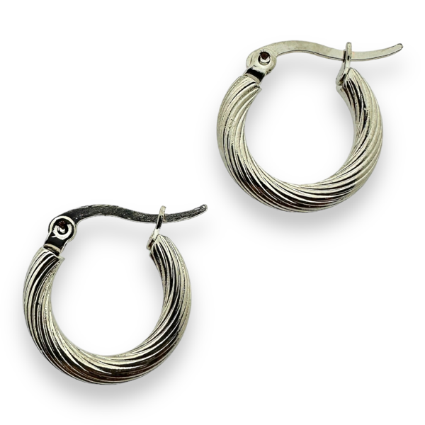 Oorbellen zilver textuur RVS 16mm - per paar-onderdelen-Kraaltjes van Renate