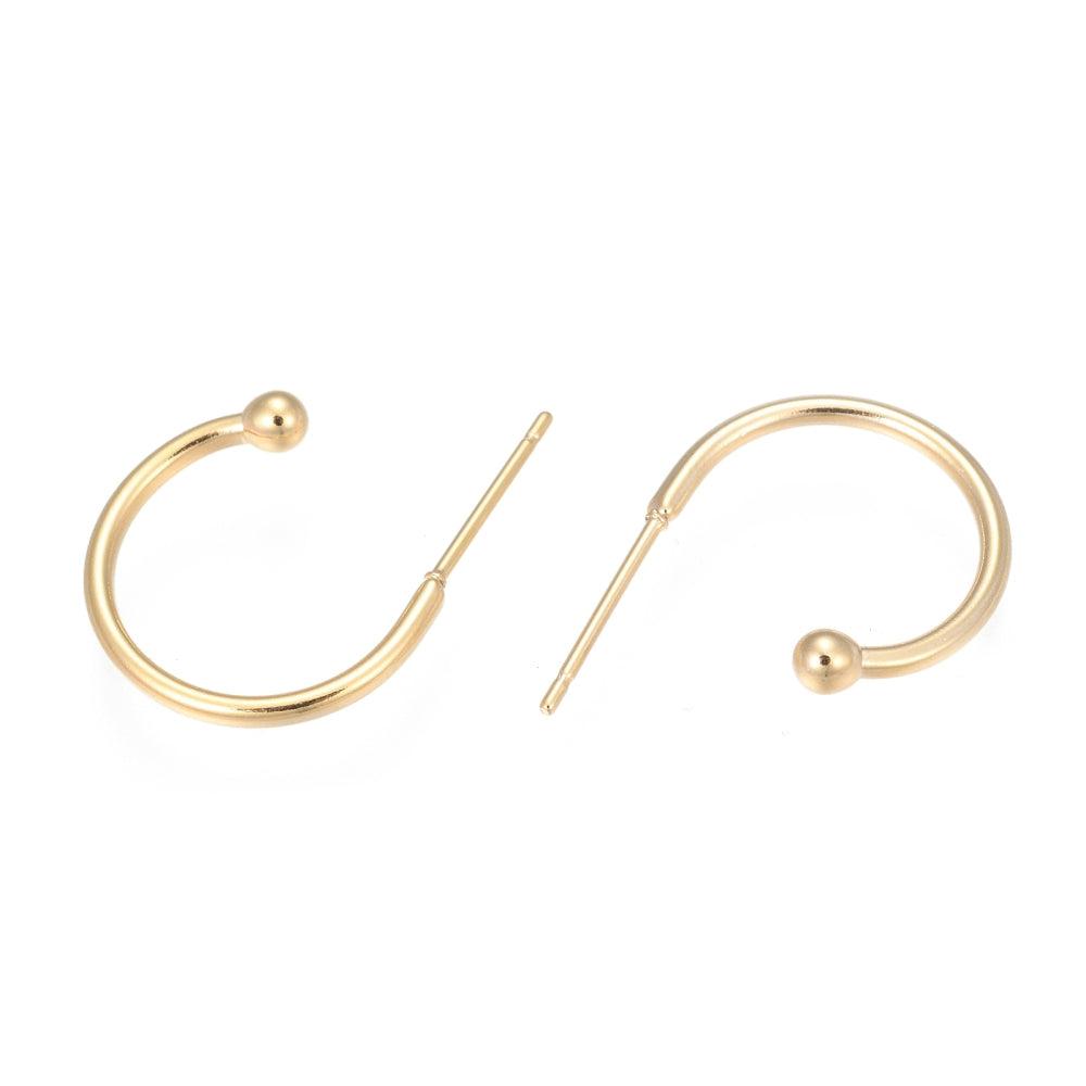 Oorring rond met bolletje 13x19mm Goud 24K RVS - 1 paar-Onderdelen-Kraaltjes van Renate