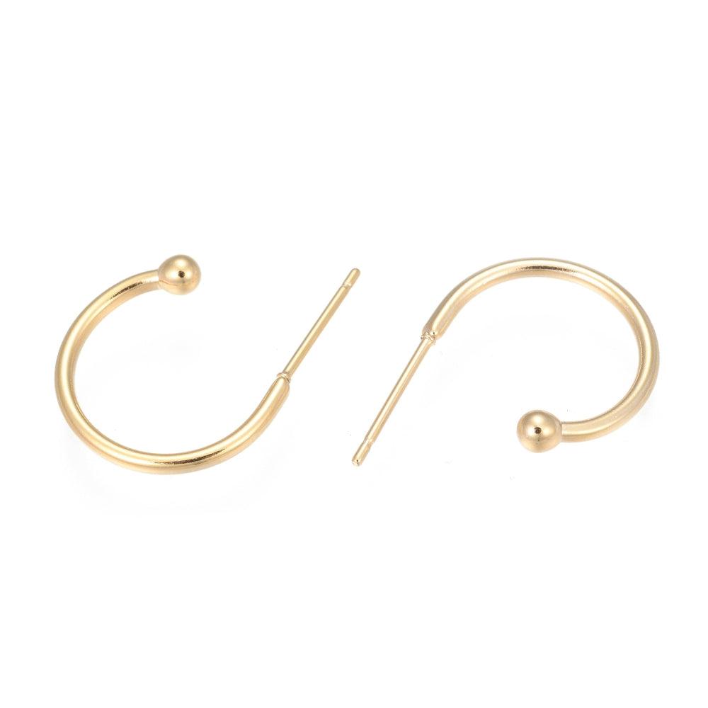 Oorring rond met bolletje 13x19mm Goud 24K RVS - 1 paar-Onderdelen-Kraaltjes van Renate