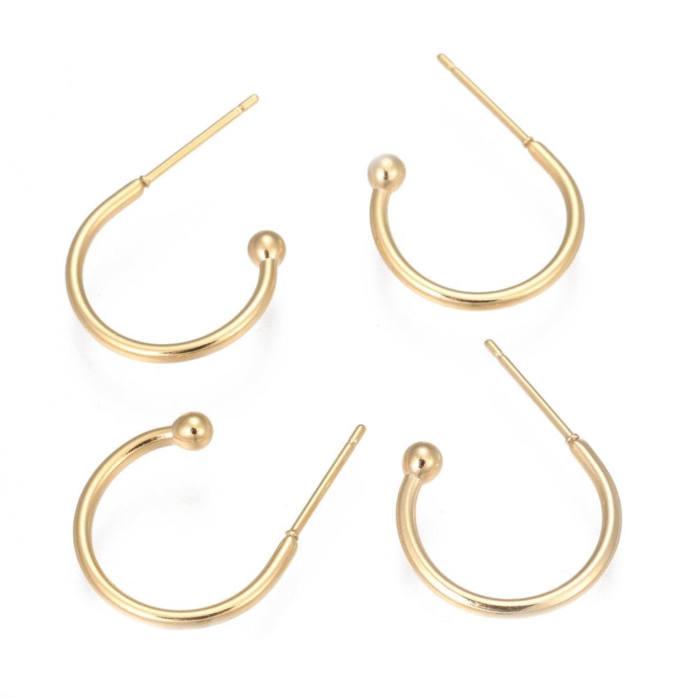 Oorring hook 17x22mm Goud 18K RVS - 1 paar-Onderdelen-Kraaltjes van Renate