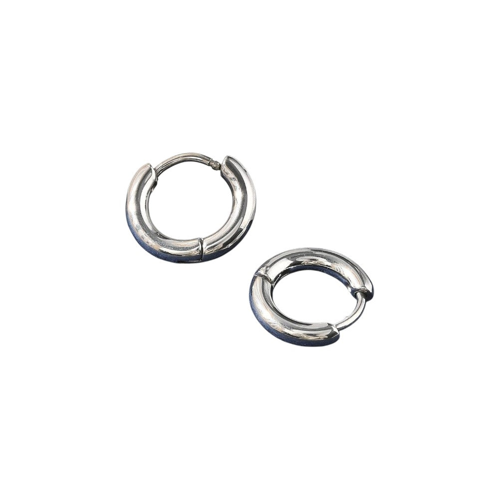 Oorringen Huggie RVS Zilver 13mm - per paar