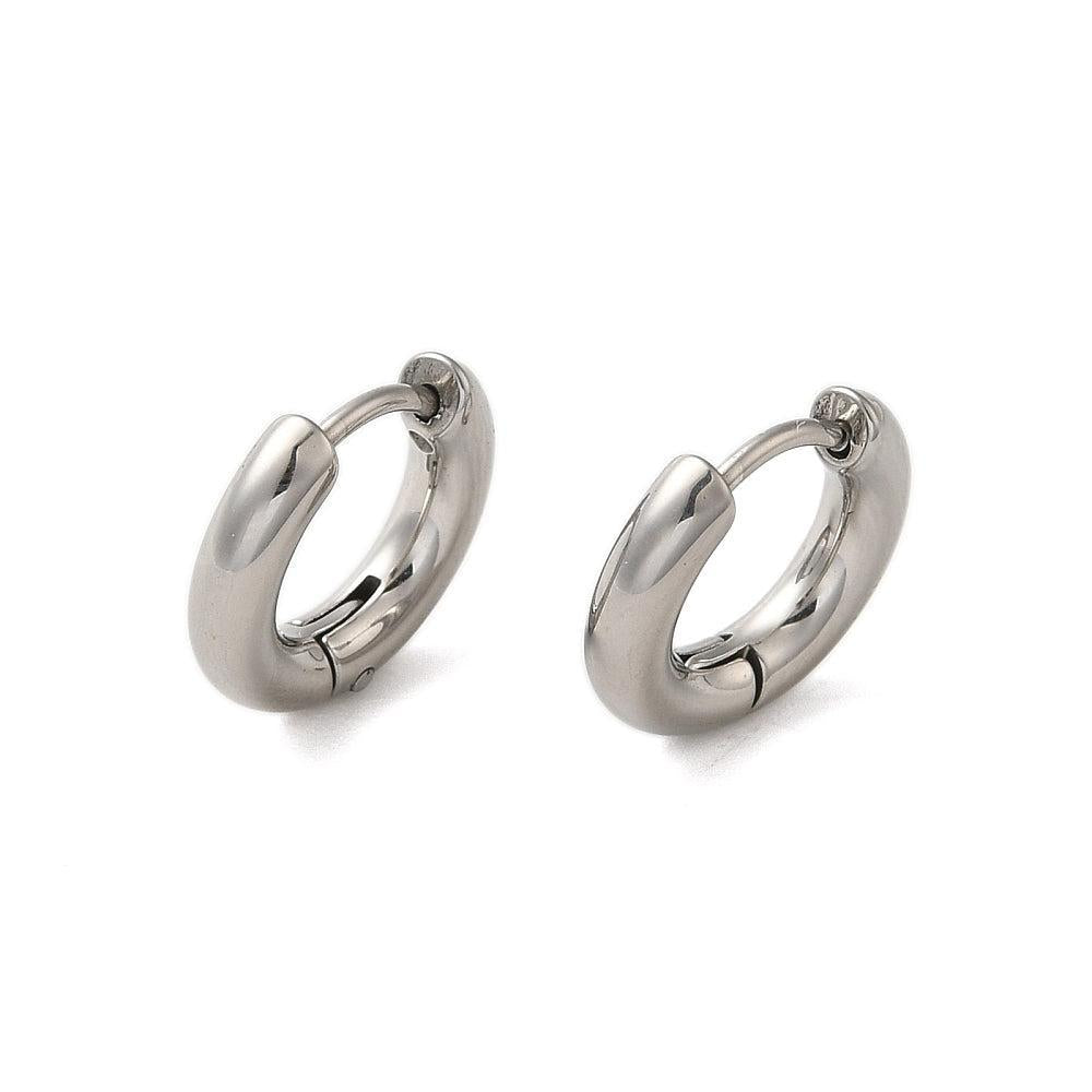 Oorringen Huggie RVS Zilver 14mm - per paar