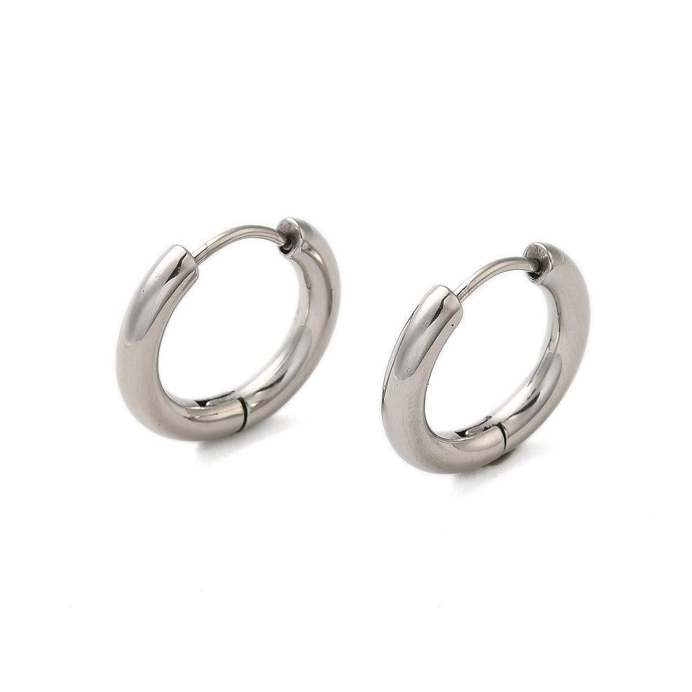Oorringen Huggie RVS Zilver 16mm - per paar