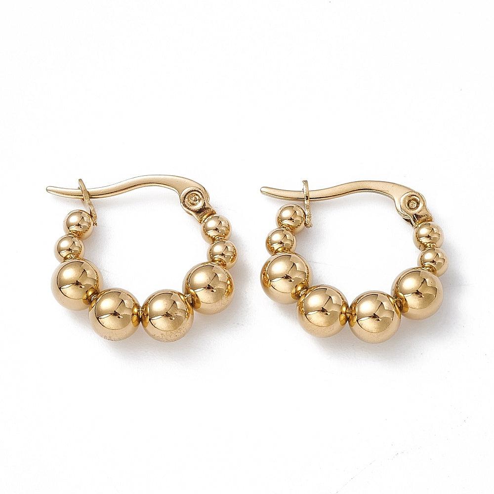 Oorringen bolletjes goud RVS 15x3mm - 1 paar-onderdelen-Kraaltjes van Renate