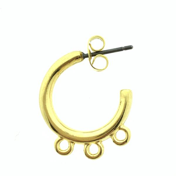 Oorringen met 3 oogjes 24kr Goud DQ 20mm - 1 paar-Kraaltjes van Renate