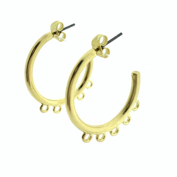 Oorringen met 5 oogjes 24kr Goud DQ 30mm - 1 paar-Kraaltjes van Renate