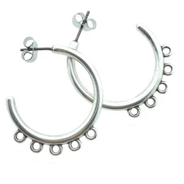 Oorringen met 5 oogjes Zilver DQ 30mm - 1 paar-Kraaltjes van Renate