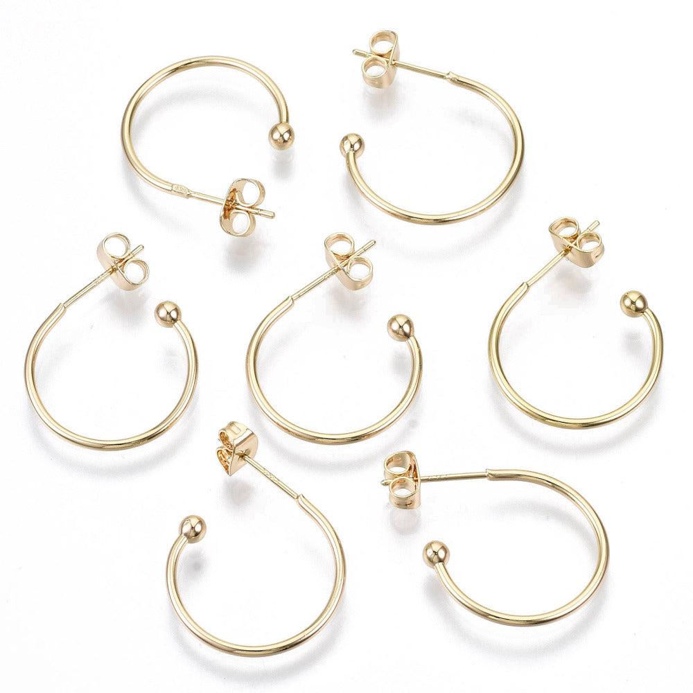 Oorringen met bolletje 18K Gold plated 22x3mm - 1 paar-onderdelen-Kraaltjes van Renate