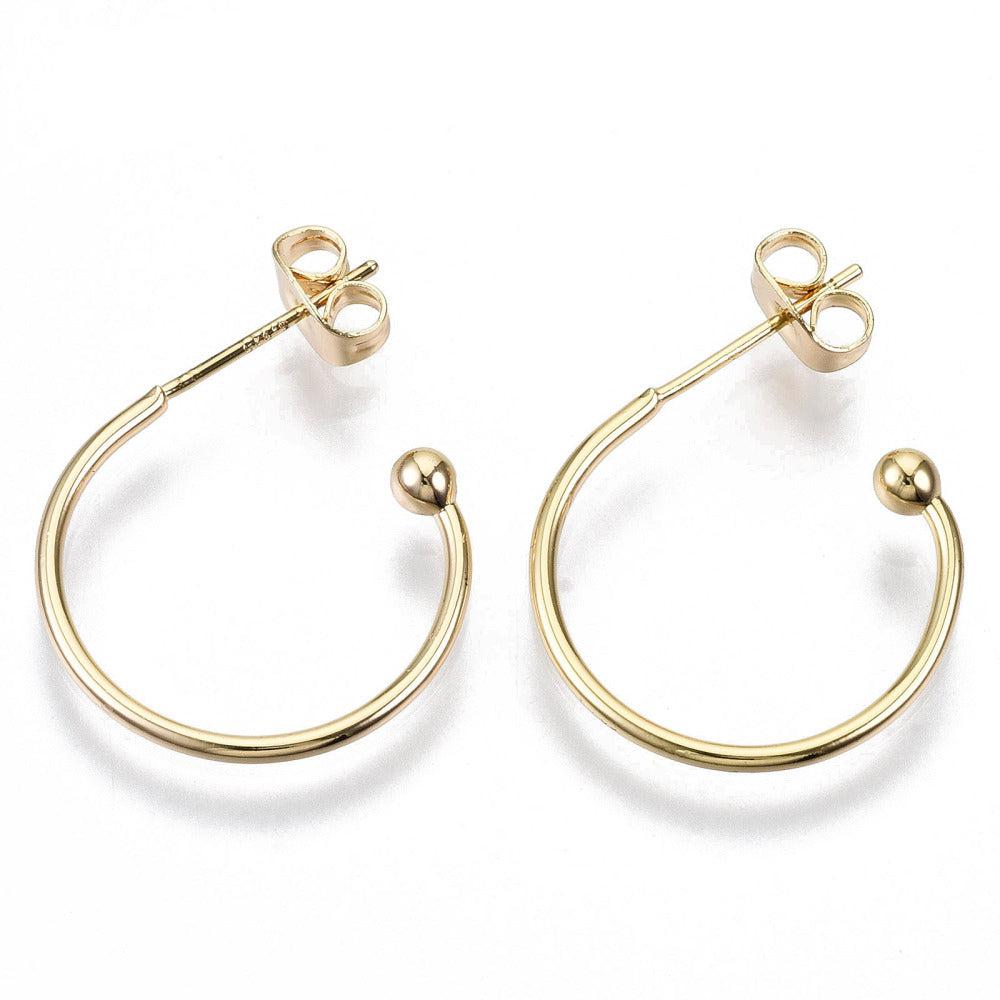 Oorringen met bolletje 18K Gold plated 22x3mm - 1 paar-onderdelen-Kraaltjes van Renate