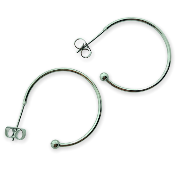 Oorringen met bolletje zilver DQ 26x28x3mm - 1 paar-onderdelen-Kraaltjes van Renate