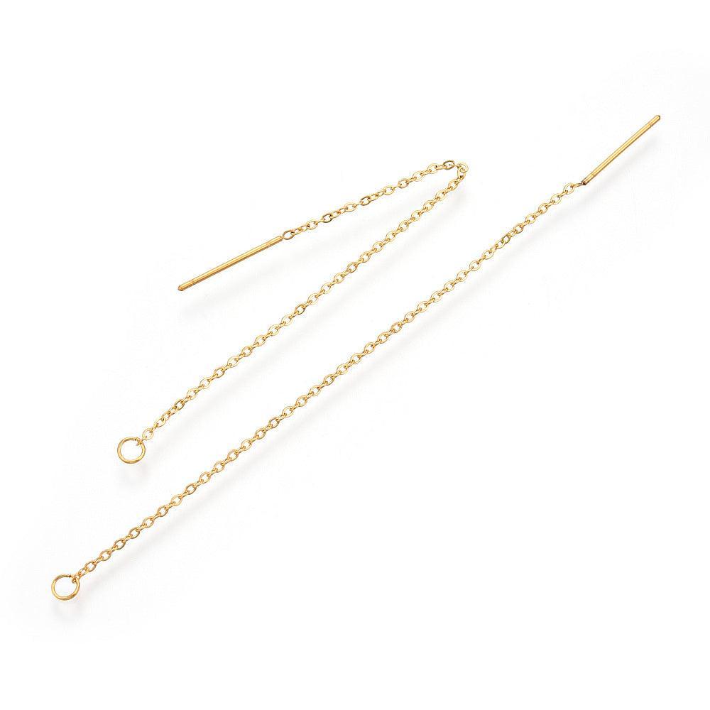 Oorslingers (Ear Threads) RVS Goud 98mm - per paar (kopie)-Onderdelen-Kraaltjes van Renate
