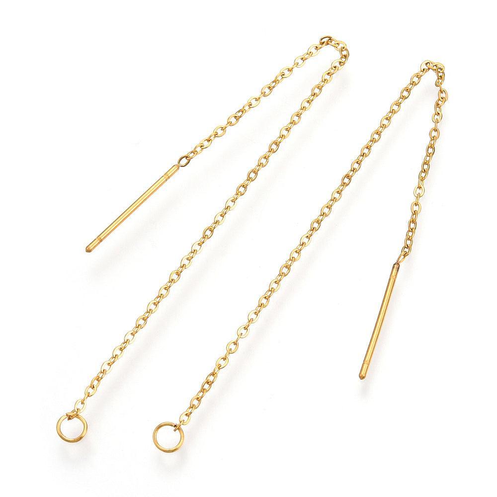 Oorslingers (Ear Threads) RVS Goud 98mm - per paar (kopie)-Onderdelen-Kraaltjes van Renate