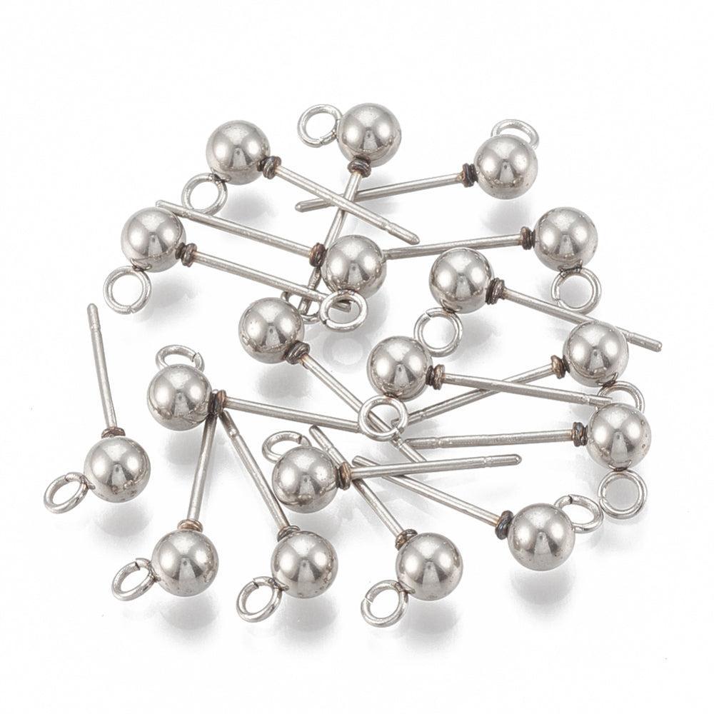 Oorsteker Bolletje met Oogje RVS Zilver 7mm - 2 paar-Onderdelen-Kraaltjes van Renate