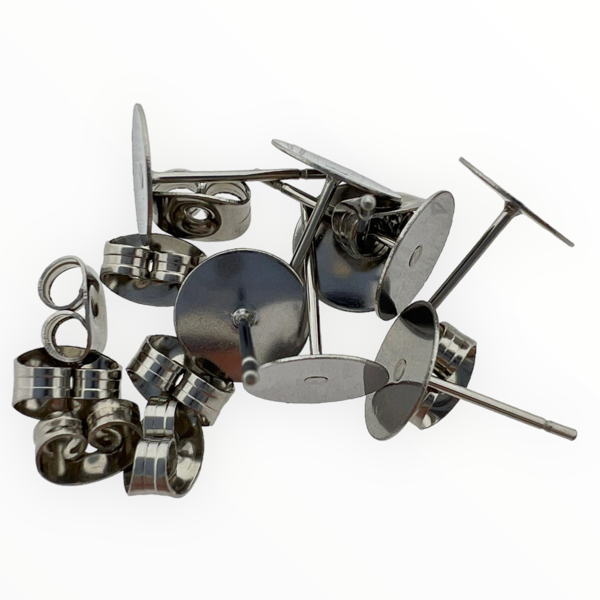 Oorsteker RVS 13x8mm - 8 paar (inclusief achterkantjes)-onderdelen-Kraaltjes van Renate