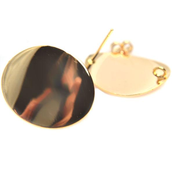 Oorstekers 18K gold plated disc met oog 26x13.5mm-Kraaltjes van Renate