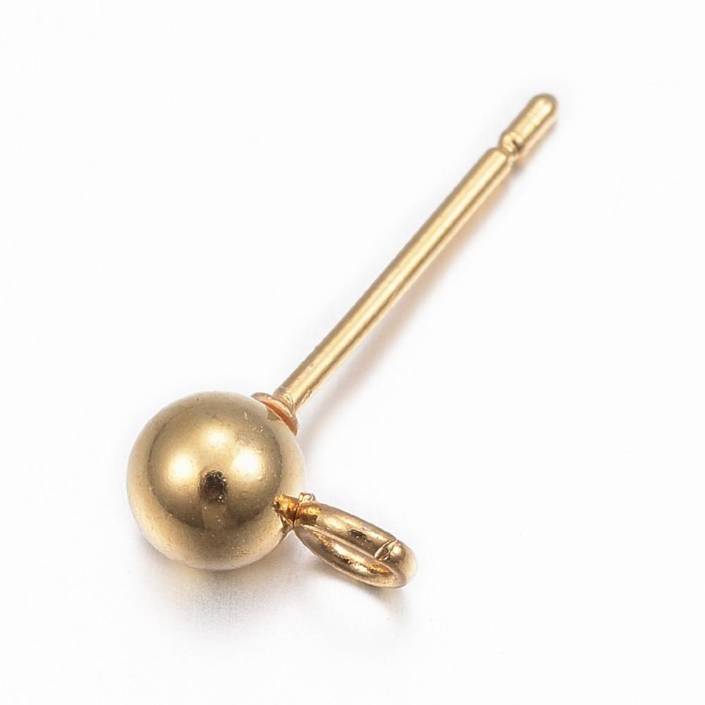 Oorstekers Bolletje Dwars RVS Goud 4mm - 1 paar-Onderdelen-Kraaltjes van Renate