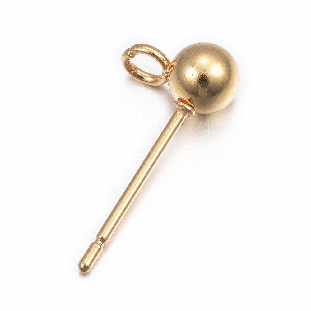 Oorstekers Bolletje Dwars RVS Goud 4mm - 1 paar-Onderdelen-Kraaltjes van Renate