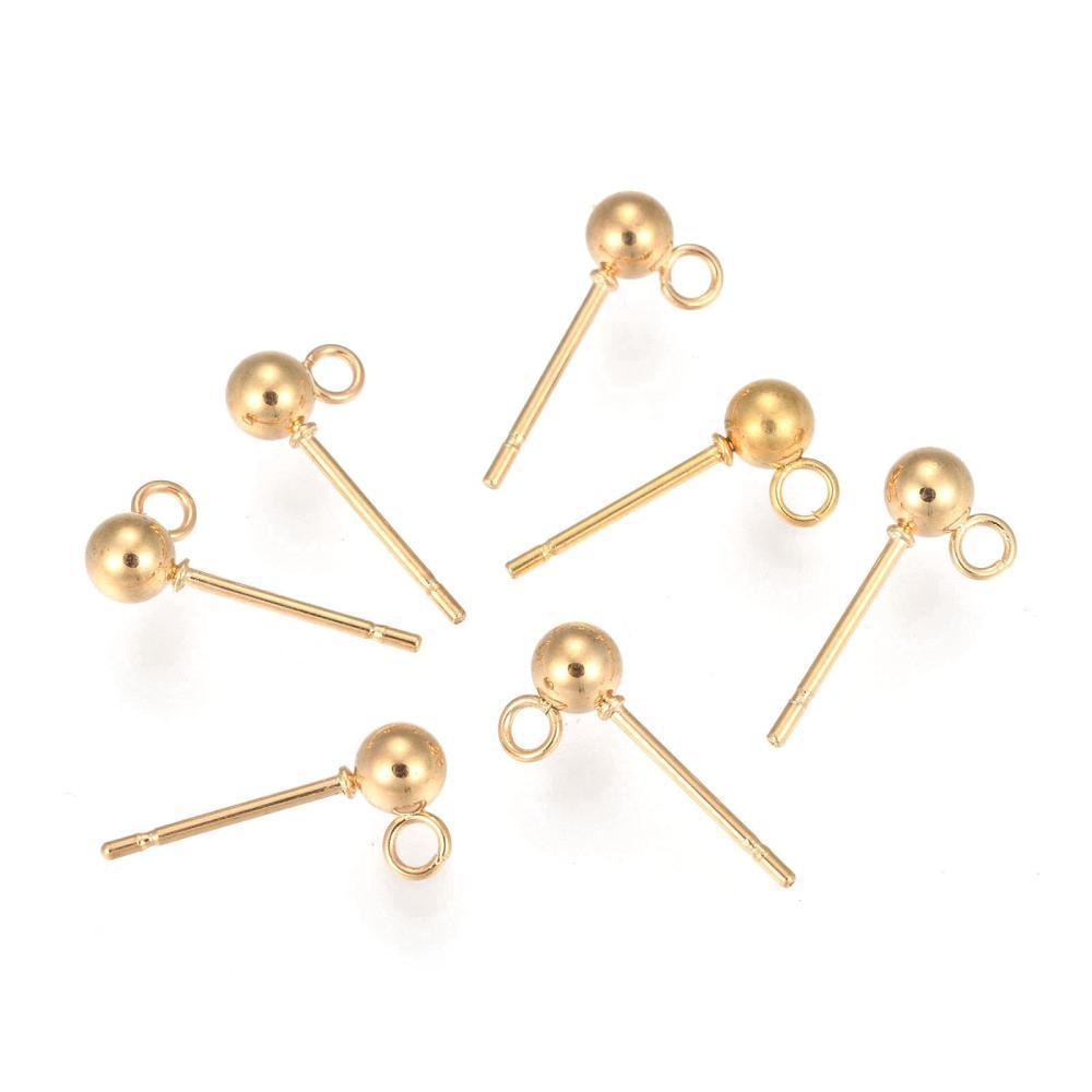 Oorstekers Bolletje RVS Goud 4mm - 1 paar-Onderdelen-Kraaltjes van Renate