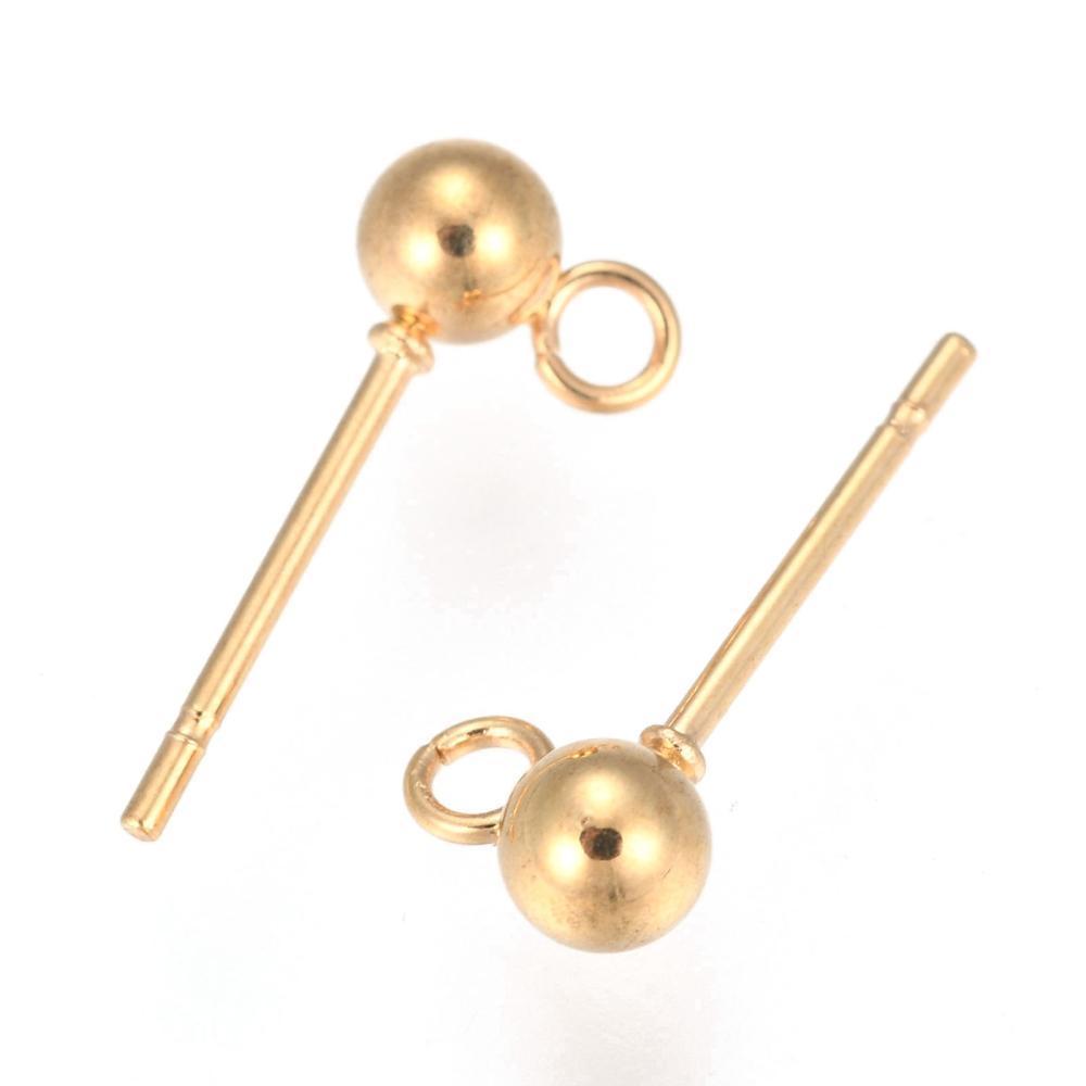 Oorstekers Bolletje RVS Goud 4mm - 1 paar-Onderdelen-Kraaltjes van Renate