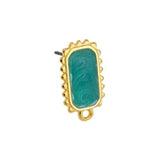 Oorstekers Rechthoek met oogje Groen-goud 24kr plated DQ + Achterkantjes-onderdelen-Kraaltjes van Renate