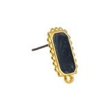 Oorstekers Rechthoek met oogje Zwart-goud 24kr plated DQ + Achterkantjes-onderdelen-Kraaltjes van Renate