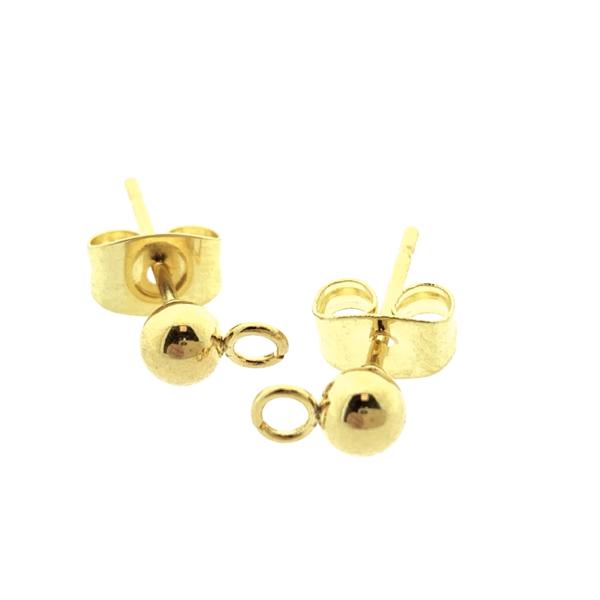 Oorstekers bolletje dwars RVS goud 4mm - 1 paar-Kraaltjes van Renate