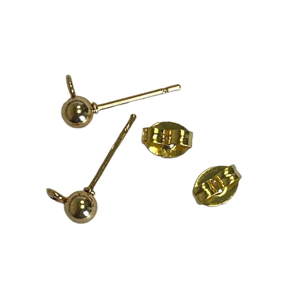 Oorstekers bolletje dwars RVS licht-goud 4mm - 1 paar-onderdelen-Kraaltjes van Renate