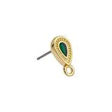Oorstekers druppel met oogje Groen-goud 24kr plated DQ + Achterkantjes-onderdelen-Kraaltjes van Renate