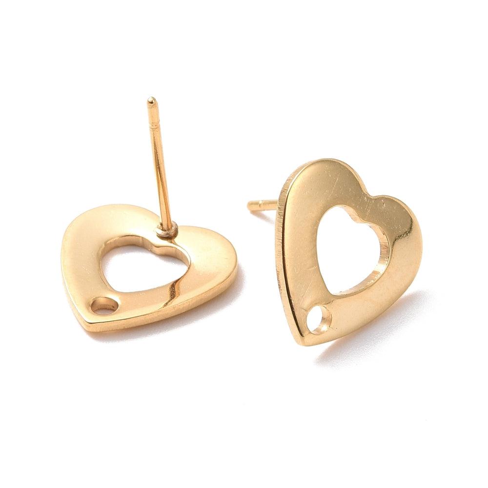 Oorstekers goud 24K open hartje oogje 11mm-onderdelen-Kraaltjes van Renate