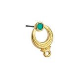 Oorstekers met oogje Groen-goud 24kr plated DQ + Achterkantjes-onderdelen-Kraaltjes van Renate