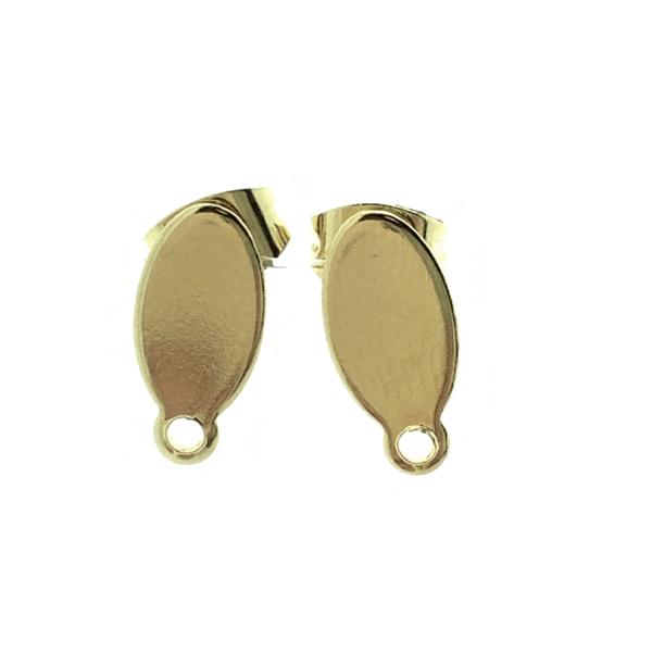 Oorstekers ovaal RVS goud 12.5x6mm - 1 paar-Kraaltjes van Renate