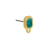 Oorstekers square met oogje Groen-goud 24kr plated DQ + Achterkantjes-onderdelen-Kraaltjes van Renate
