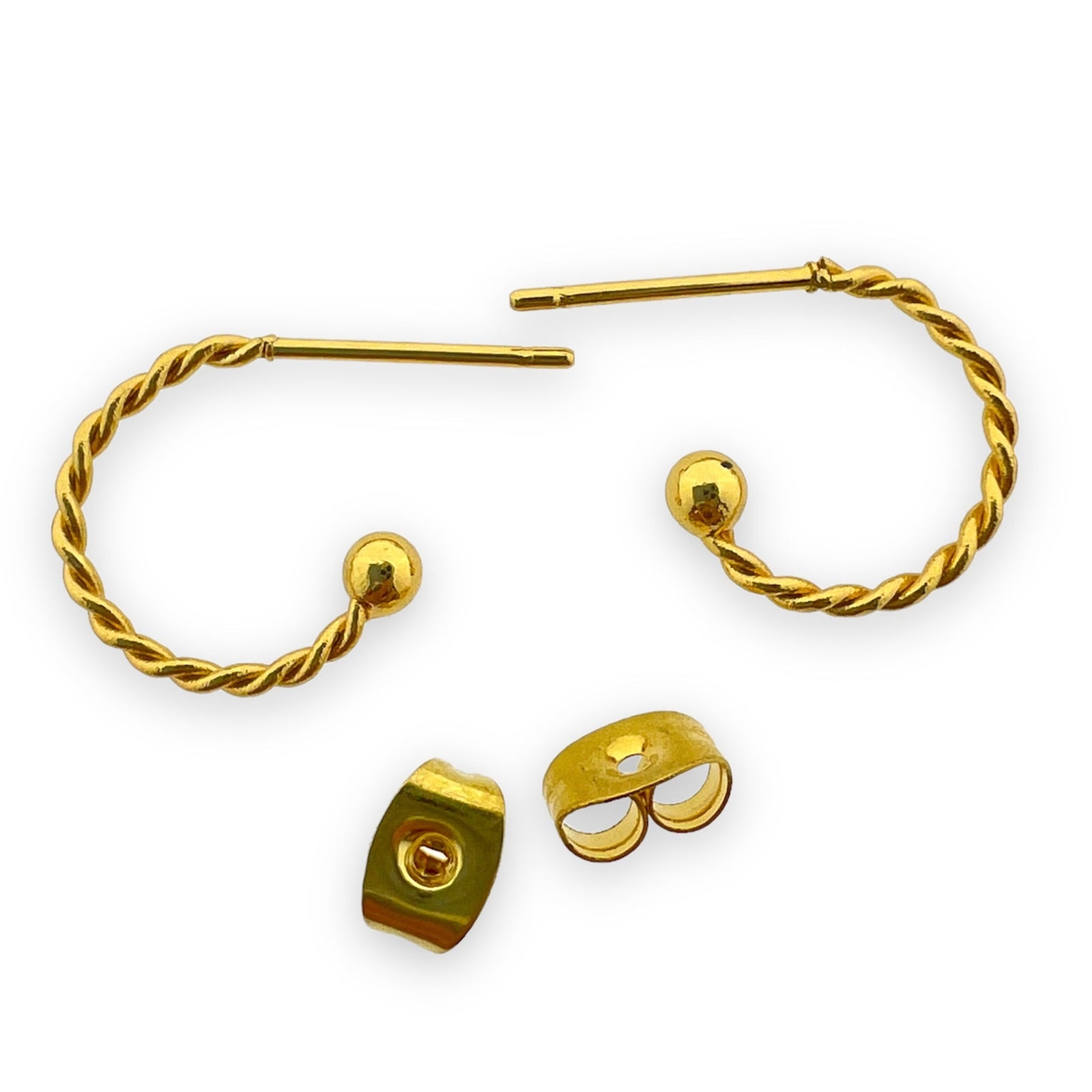 Oorstekers twisted gold plated 13x19x2mm-Sieraden-Kraaltjes van Renate