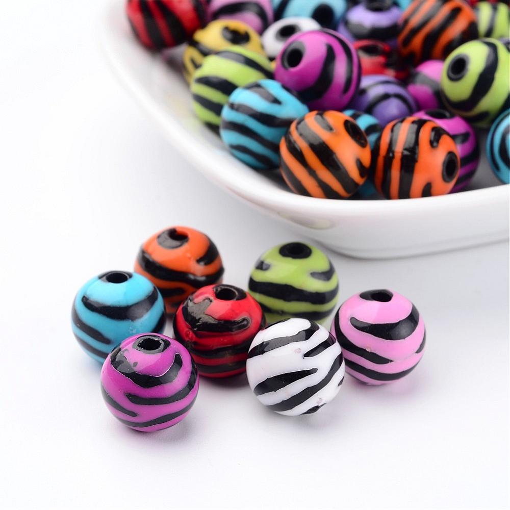 Opaque Acrylic Beads Zebra mix 12mm - 7 stuks-Kralen-Kraaltjes van Renate