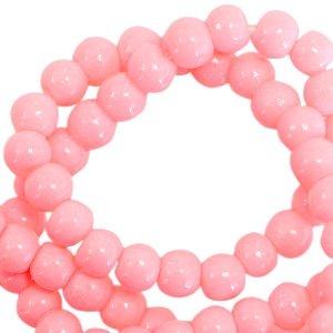 Opaque glaskraal rond Neon coral pink 3mm - 125 stuks-Kraaltjes van Renate