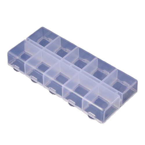Opbergdoosje Rechthoek 10 Vakjes Wit 13.2x6.2cm - per stuk-Gereedschap-Kraaltjes van Renate