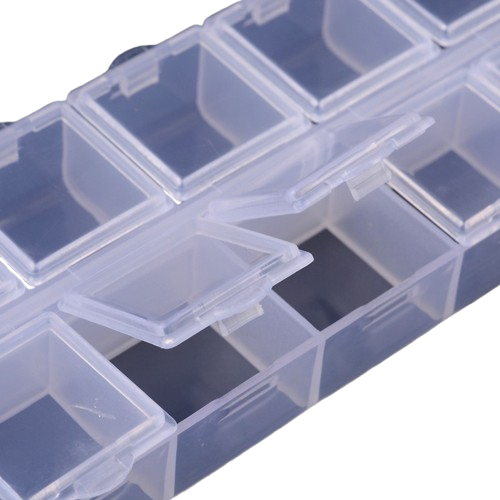 Opbergdoosje Rechthoek 10 Vakjes Wit 13.2x6.2cm - per stuk-Gereedschap-Kraaltjes van Renate