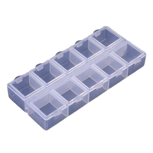 Opbergdoosje Rechthoek 10 Vakjes Wit 13.2x6.2cm - per stuk-Gereedschap-Kraaltjes van Renate