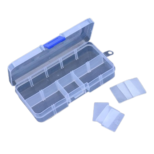 Opbergdoosje Transparant 10 vakjes-Gereedschap-Kraaltjes van Renate