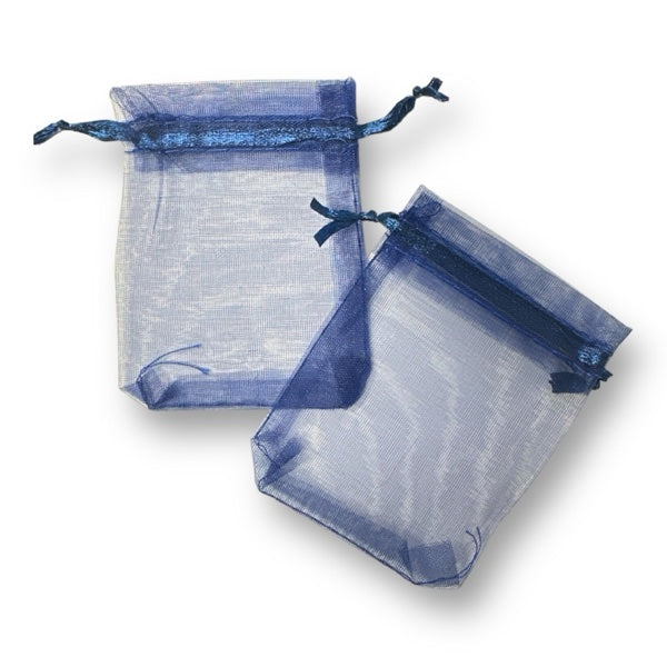 Organza donker blauw 7x9cm - 5 stuks-Inpakken-Kraaltjes van Renate