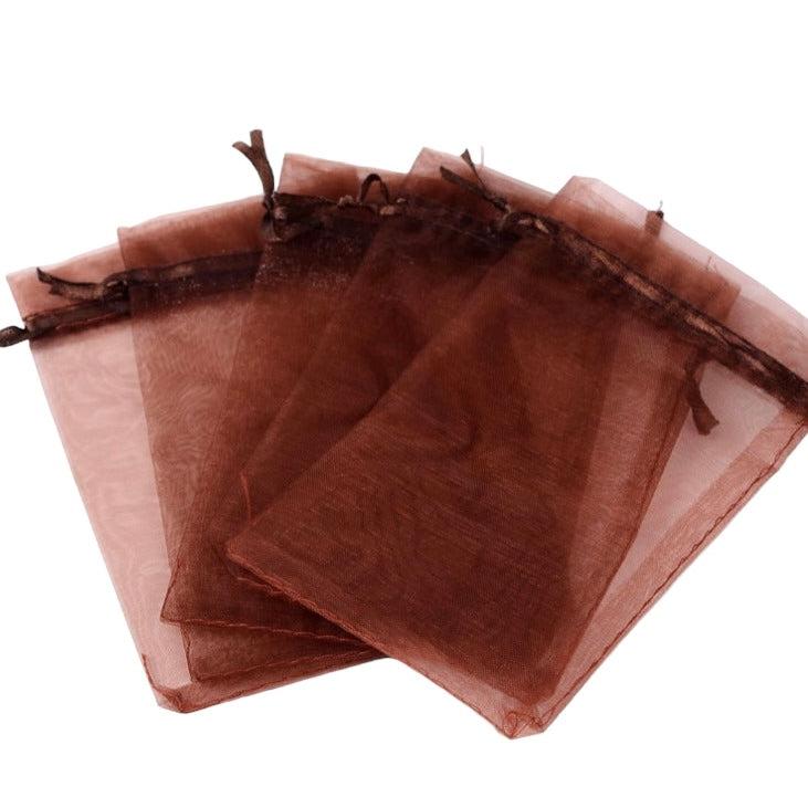 Organza zakjes bruin 10x15cm - 5 stuks-Gifts-Kraaltjes van Renate