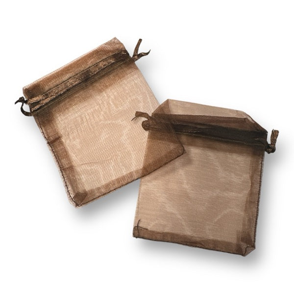 Organza zakjes donker bruin 7x9cm - 5 stuks-Inpakken-Kraaltjes van Renate