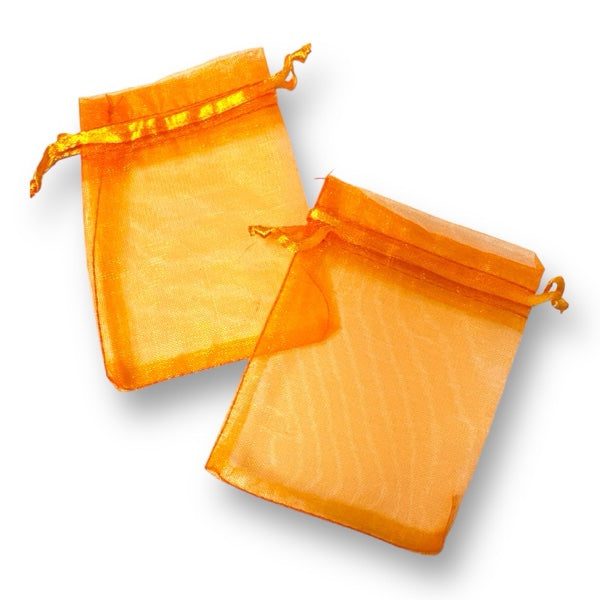 Organza zakjes oranje 7x9cm - 5 stuks-Inpakken-Kraaltjes van Renate