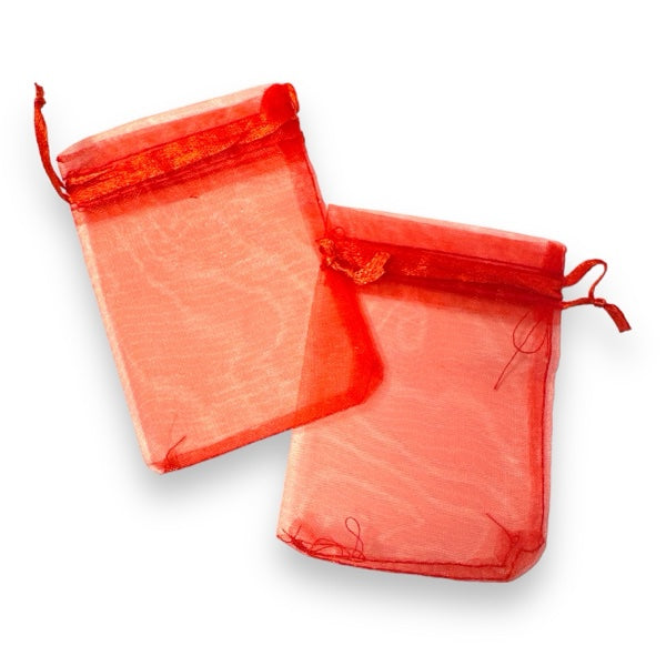 Organza zakjes rood 7x9cm - 5 stuks-Inpakken-Kraaltjes van Renate