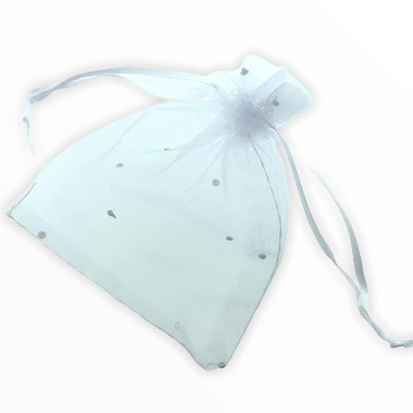 Organza zakjes wit glitter 10x12cm - 5 stuks-Kraaltjes van Renate