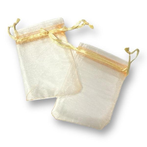 Organza zakjes zalm roze 7x9cm - 5 stuks-Inpakken-Kraaltjes van Renate