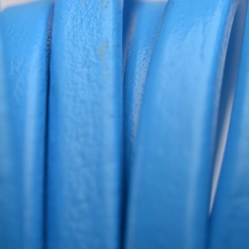 Ovaal leer 10x6mm blauw-Kraaltjes van Renate