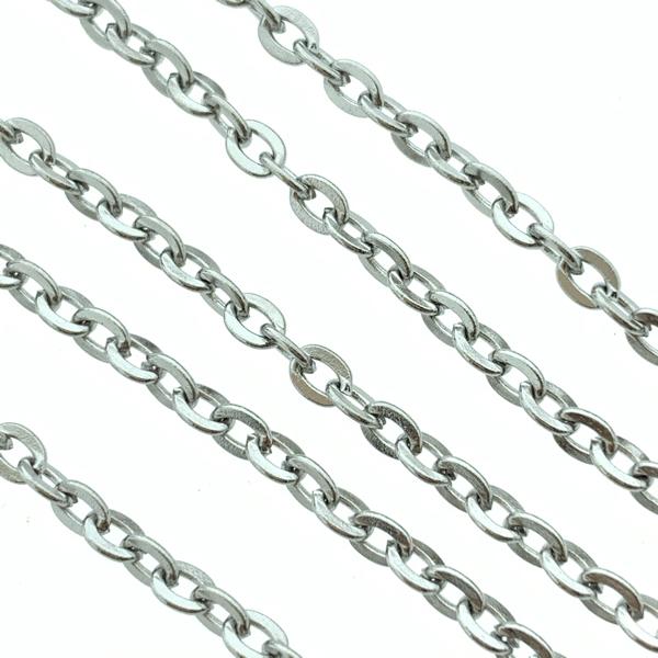 Ovale schakelketting RVS 1,1x1.5mm - prijs per 10cm-Kraaltjes van Renate