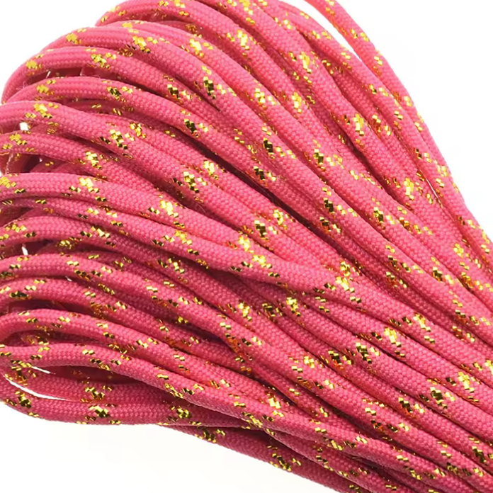 Parakoord Framboos goud metallic 4mm - 1 meter-koord-Kraaltjes van Renate